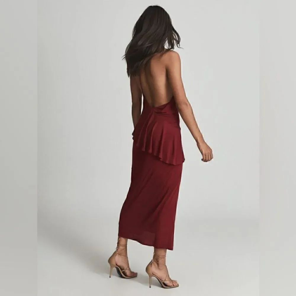 Reiss NWT XENA STRAPPY OPEN BACK COCKTAIL DRESS in Dark Red Size 10 MSRP $385 - Picture 7 of 12